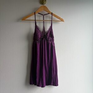 Victoria's Secret Plum Lace Chemise with Strappy Back